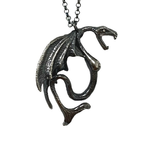 Winged Serpent Pendant Sterling inspired by the Minoan Snake goddess