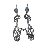 Art Nouveau Poppy Earrings Blue Moonstone Antique Image Front