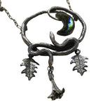 Double Serpent Snake Necklace with labradorite Crescent Moon side image 2
