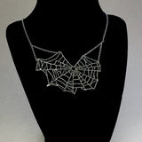 Sterling Silver Spider's Web Necklace on necklace form