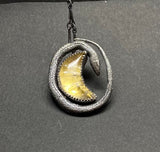 Realistic Snake Necklace with gold moon crystal view 9