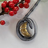 Realistic Snake Necklace with gold moon crystal view 4