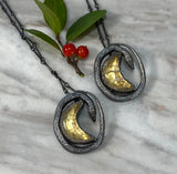 Realistic Snake Necklace with gold moon crystal view 5