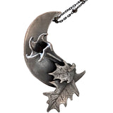 Datura Waning Crescent Moon Necklace in Sterling Silver front image