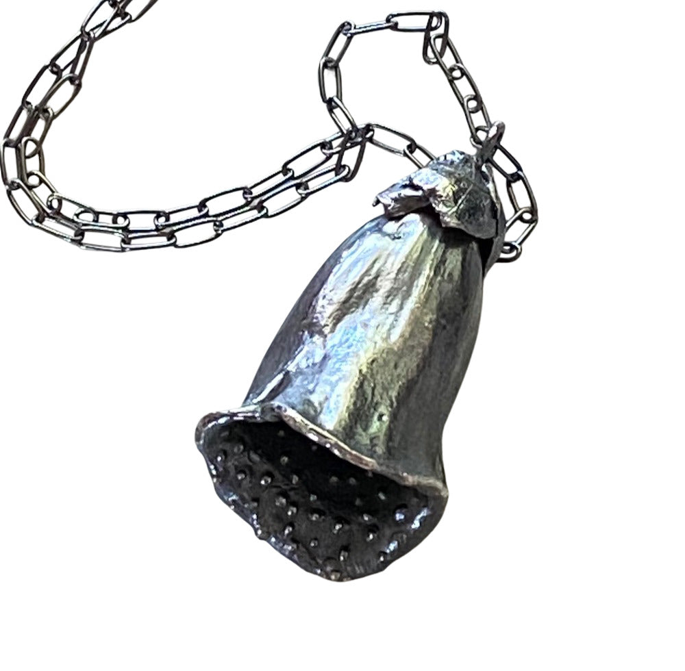 Sterling Silver Foxglove Blossom flower Luxury Goth talismans for hedge witches Image one
