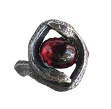 Double Snake Ring with Garnet, double headed serpent ring