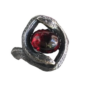 "The Twins" Double Snake Ring in Sterling Silver with Choice of Gemstone