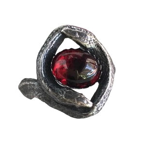Size 8.5 Garnet "The Twins" Double Snake Ring in Sterling Silver