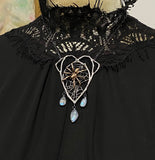 Naturalistic Sterling Silver and Bronze Wolf Spider Necklace with Moonstones, luxury gothic jewelry View 2
