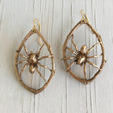 Golden Bronze Wolf Spider Earrings