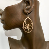 Golden Bronze Wolf Spider Earrings