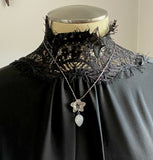 Ready to Ship - Sterling Black Henbane and Silver Moonstone Inverted Drop