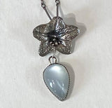 Sterling Black Henbane and Silver Moonstone Inverted Drop 1
