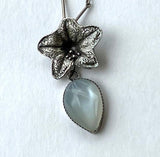 Ready to Ship - Sterling Black Henbane and Silver Moonstone Inverted Drop