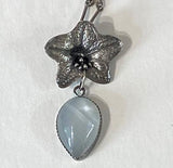 Ready to Ship - Sterling Black Henbane and Silver Moonstone Inverted Drop