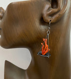 Bonfire Earrings of reclaimed coral and sterling silver