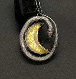 Realistic Snake Necklace with gold moon crystal view 8