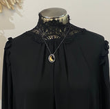 Realistic Snake Necklace with gold moon crystal view 3