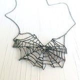 Sterling Silver Spider's Web Necklace close up view