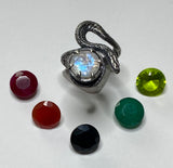 Sterling Silver Realistic Snake Ring Solitaire available gemstones