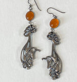 Art Nouveau Carnelian Earrings Extra Long