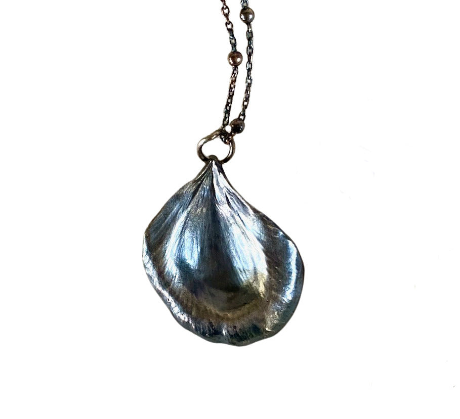 Single Sterling Silver Petal Necklace