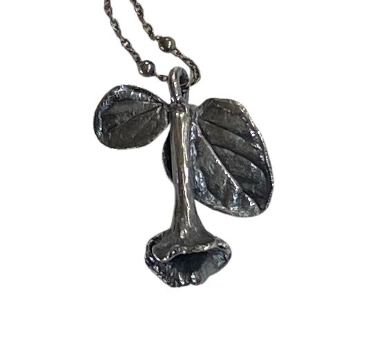 Petite Skullcap Blossom Pendant in Sterling Silver