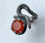 Realistic Snake Ring Solitaire Carnelian Sterling Silver Plain Image