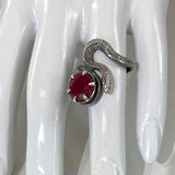 Sterling Serpent Ring with natural ruby realistic snake jewelry luxury gothic image two