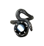 Black Spinel Sterling Silver realistic Snake Ring with Gemstone front image