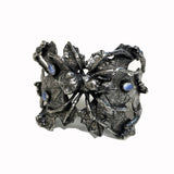 Sterling Silver Orb Weaver Spider Jewelry Cuff Bracelet with Moonstones or Opals Chase and Scout Image two