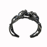 Sterling Silver Orb Weaver Spider Jewelry Cuff Bracelet with Moonstones or Opals Chase and Scout Image side view