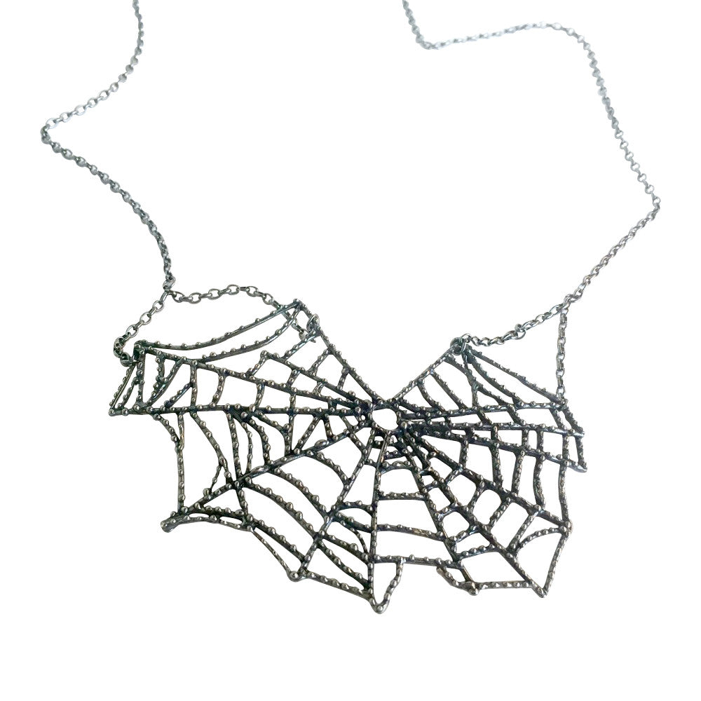 Sterling Silver Spider's Web Necklace