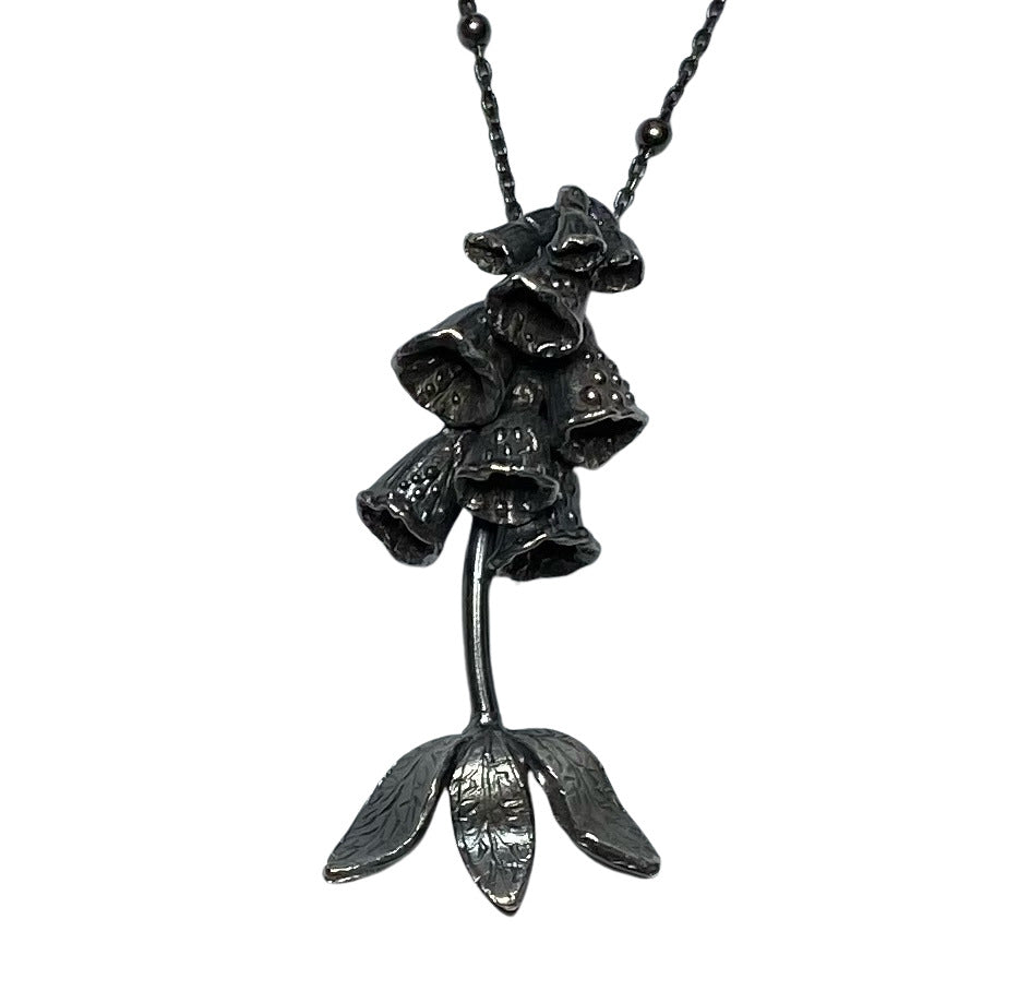 Mini Foxglove Charm Pendant Sterling Silver