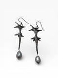 Sterling Thistle Leaf and Pearl Earrings