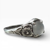 Moonstone Daisy Ring size 6 Art Nouveau Sterling Silver
