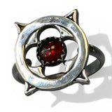 Gothic Garnet Window Sterling Ring Size 8.5