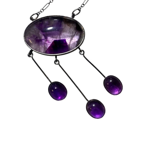 Art Nouveau Fringe Necklace with Trapiche Amethyst