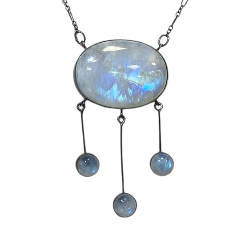 Art Nouveau Moonstone Fringe Necklace