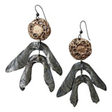Bronze Moon and Sterling Maple Drop Earrings