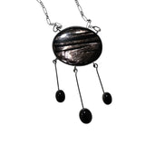 Art Nouveau Hypersthene and Onyx Fringe Necklace