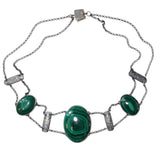 Malachite and Sterling Panel Collar Necklace
