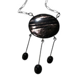 Art Nouveau Hypersthene and Onyx Fringe Necklace