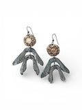 Bronze Moon and Sterling Maple Drop Earrings