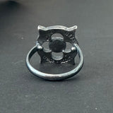 Gothic Garnet Window Sterling Ring Size 8.5