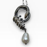Sterling Silver Petite Snake Pendant with Baroque Pearl