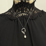 Sterling Silver Petite Snake Pendant with Baroque Pearl