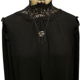 Art Nouveau Hypersthene and Onyx Fringe Necklace