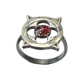 Gothic Garnet Window Sterling Ring Size 8.5