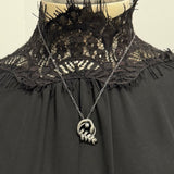 Sterling Silver Petite Snake Pendant with Black Pearl